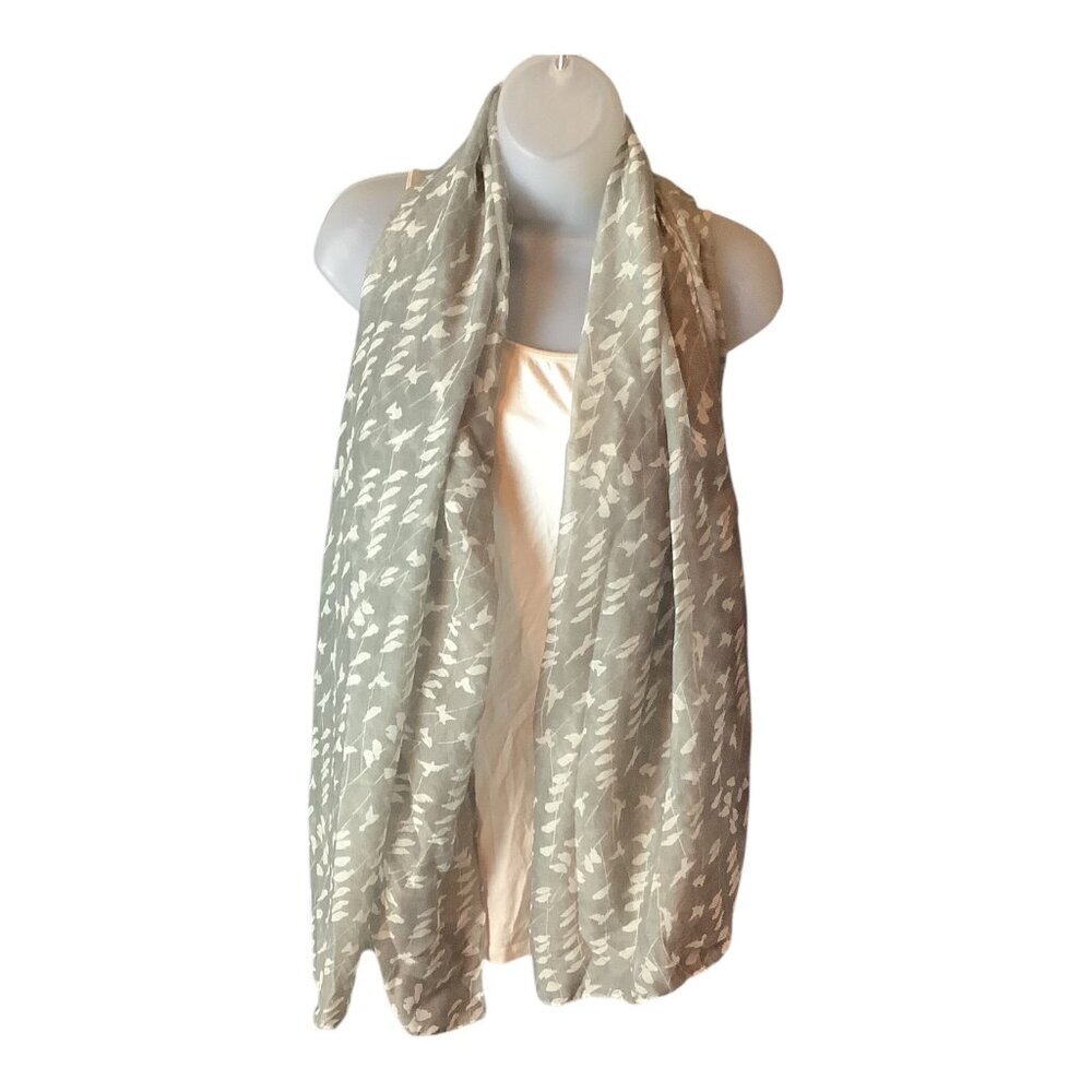 Bird Print‎ Gray & White Scarf Shawl Wrap  64x33 Inches Fashion Rectangle